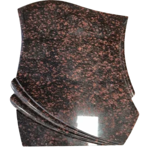 Polished Red Granite Headstone with Curved Edge Detailing