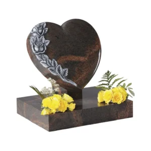 Aurora Granite Heart Memorial with Rounded Cushioned Effect