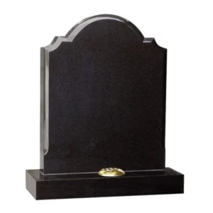 Black Granite Shaped Top Shoulders Memorial with Chamfered Edges