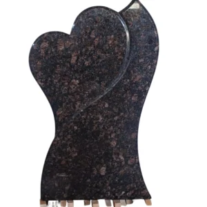 Double Heart Brown Granite Companion Headstone